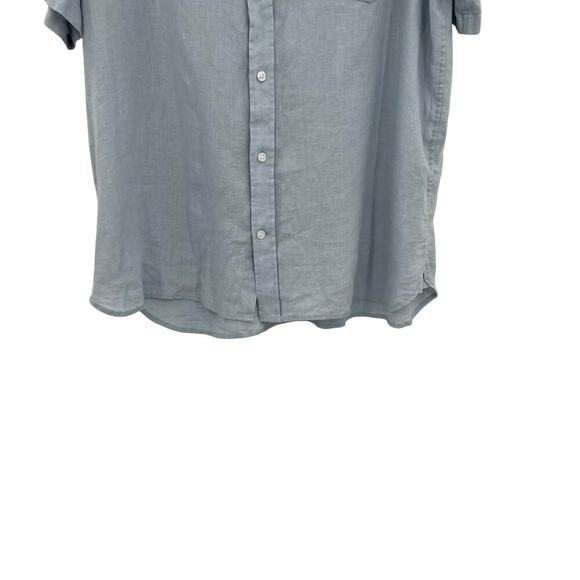 VINCE Short Sleeve Slim Fit Linen Sport Shirt In‎ Feather Blue Size XL - Picture 5 of 11